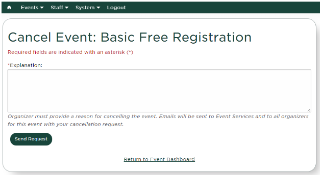 Cancel Event Basic Free Event